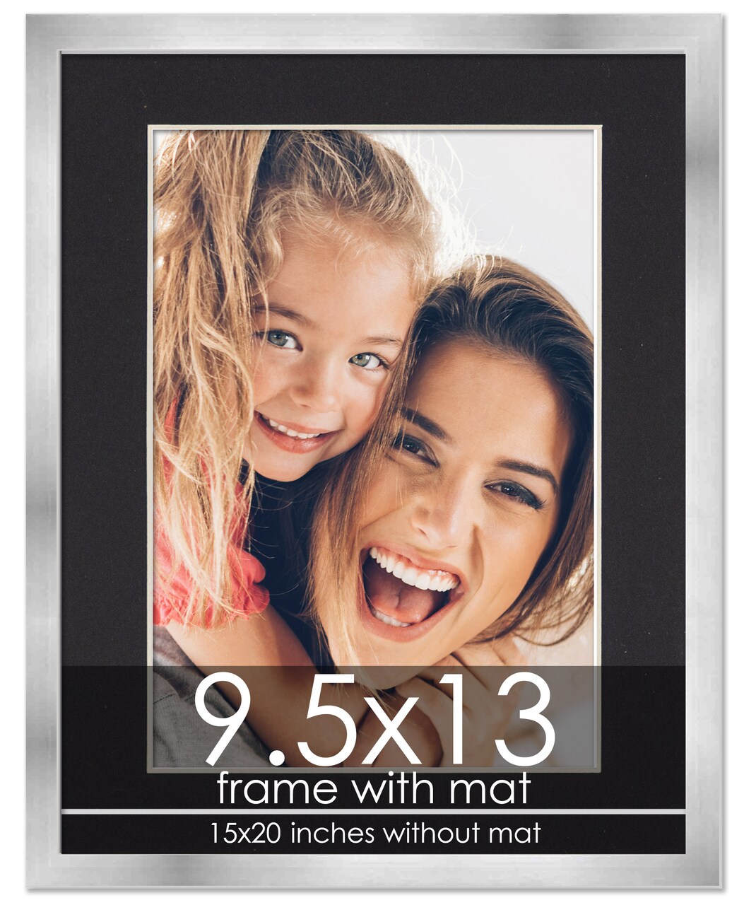 Metallic Silver with Black Photo Mat, UV Acrylic Front, Foam Board Backing, 60 Sizes Available